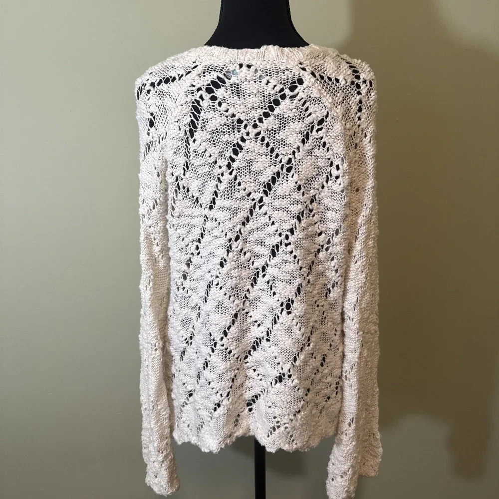 Sweater Open‎ Knit Long Bell Sleeve in Ivory White Kendall & Kylie Size Medium